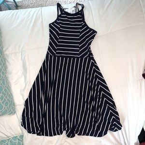 Navy blue and white stripped dress